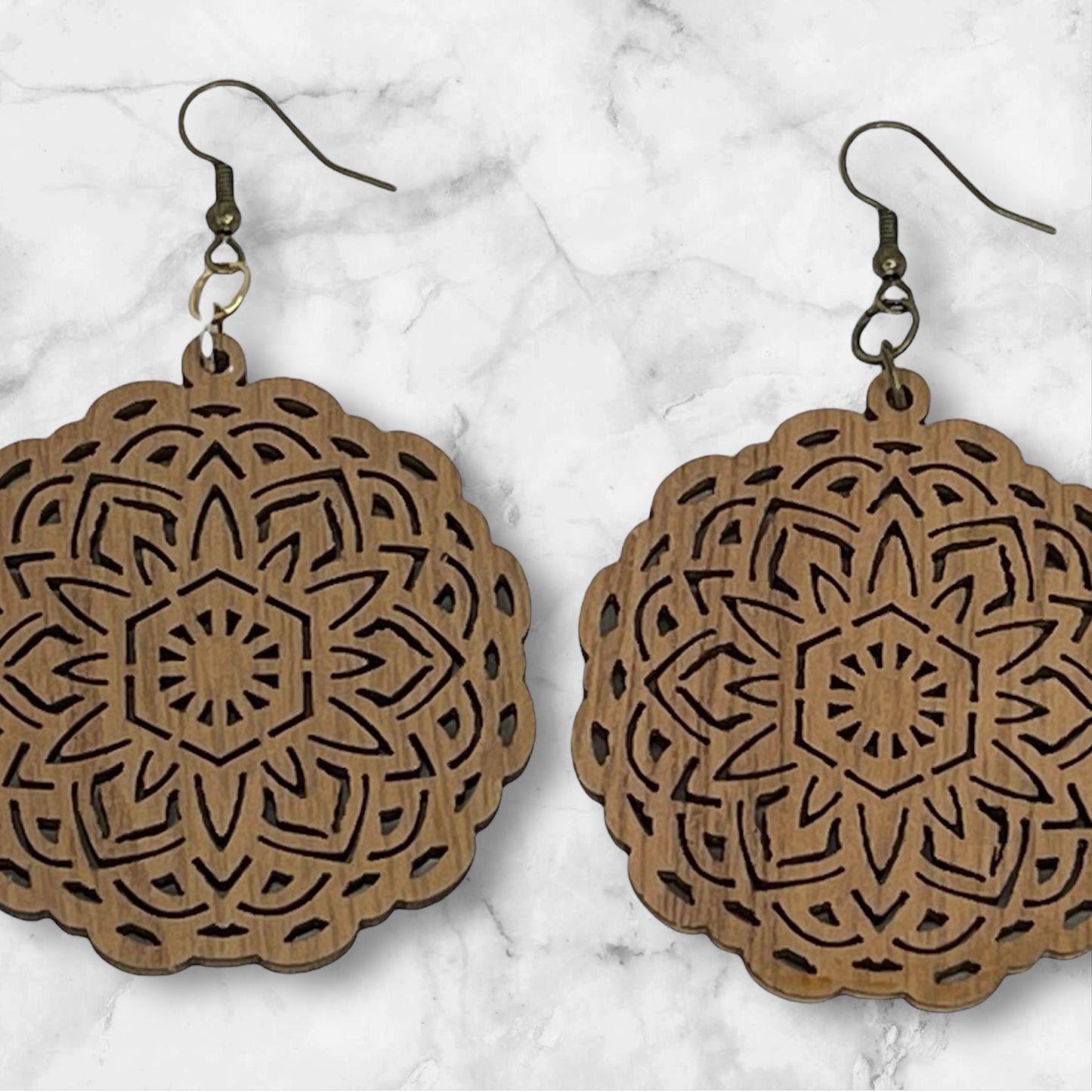 Custom Wood Earrings-FILIGREE CIRCLE