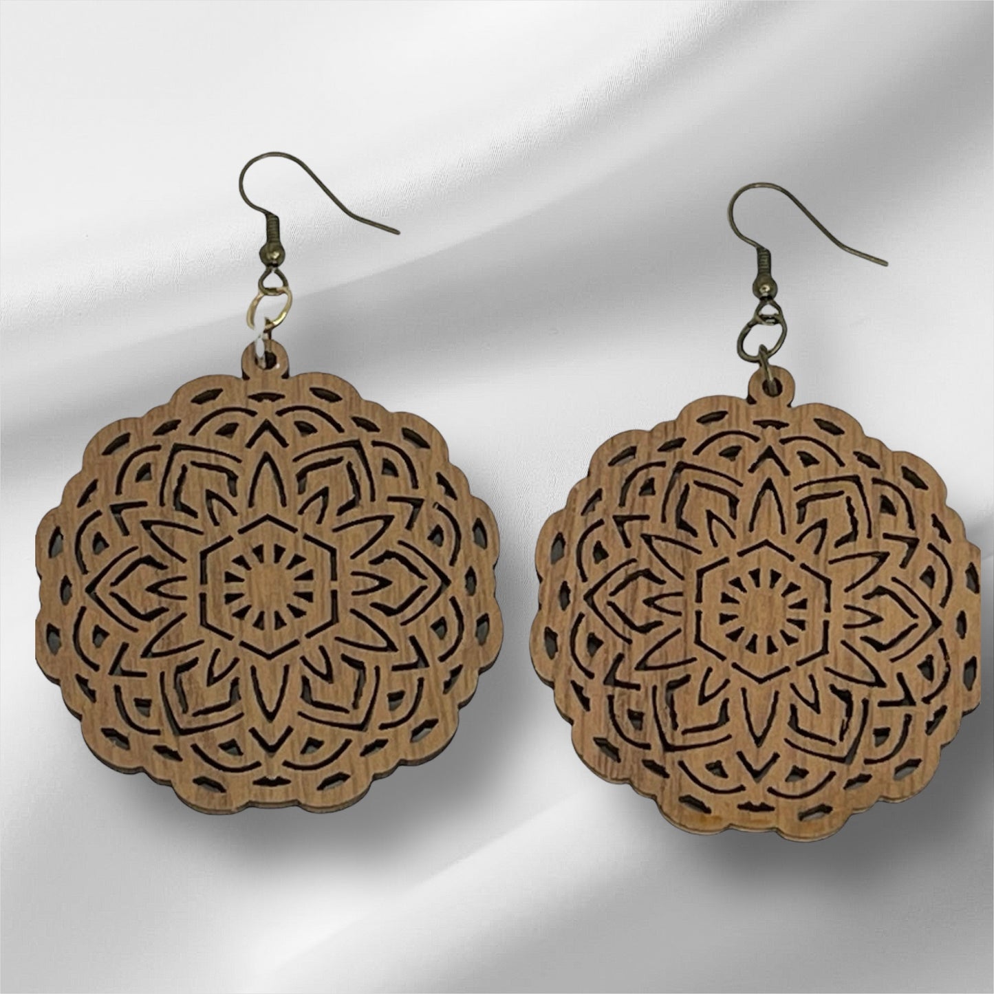 Custom Wood Earrings-FILIGREE CIRCLE