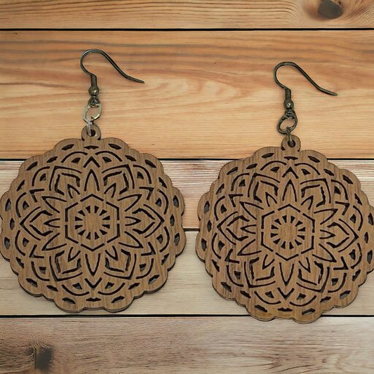 Custom Wood Earrings-FILIGREE CIRCLE