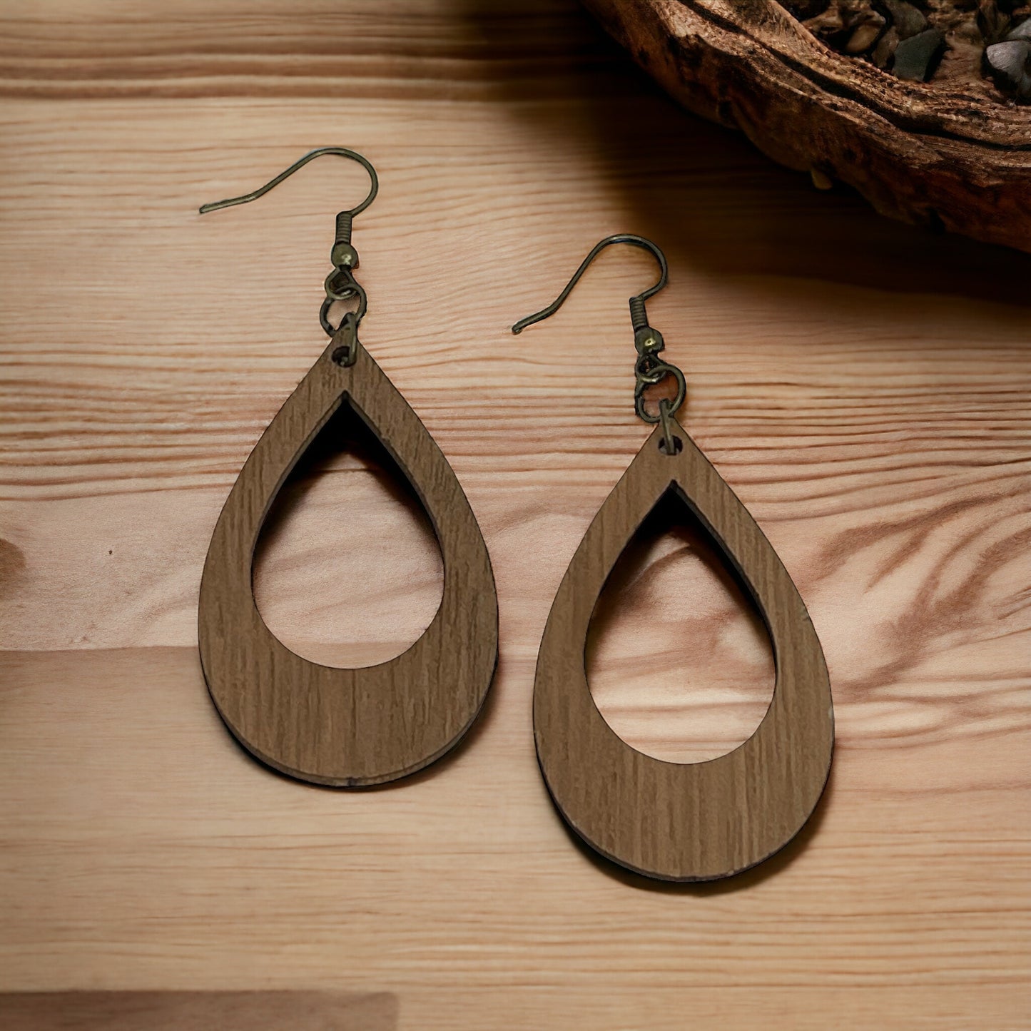 Custom Wood Earrings-DEW DROP