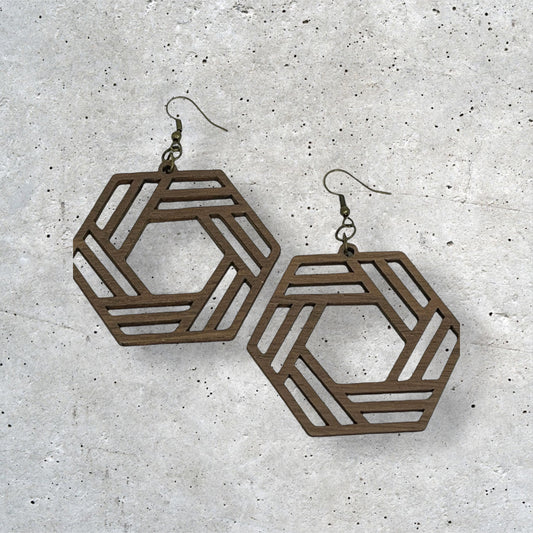 Custom Wood Earrings-HEXAGON