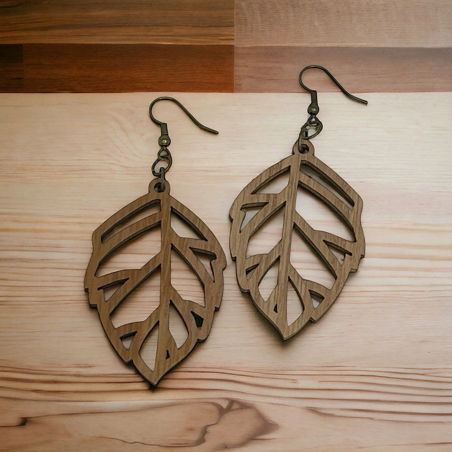 Custom Wood Earrings-LEAF