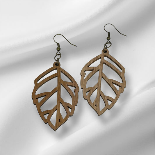 Custom Wood Earrings-LEAF