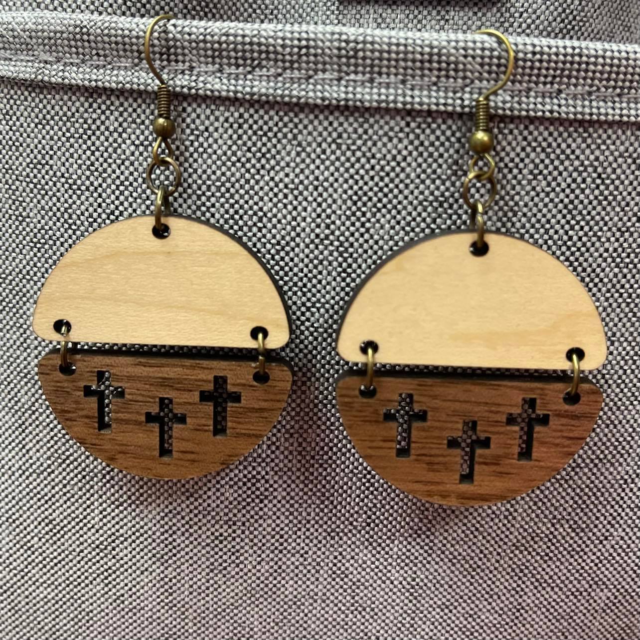 3 Cross Circle Dangle Earrings