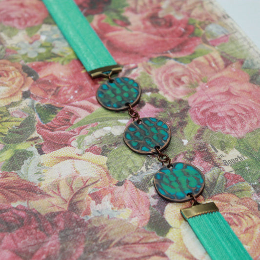 Handmade Elastic Bookmark/Journal Band-TURQUOISE CHARMS