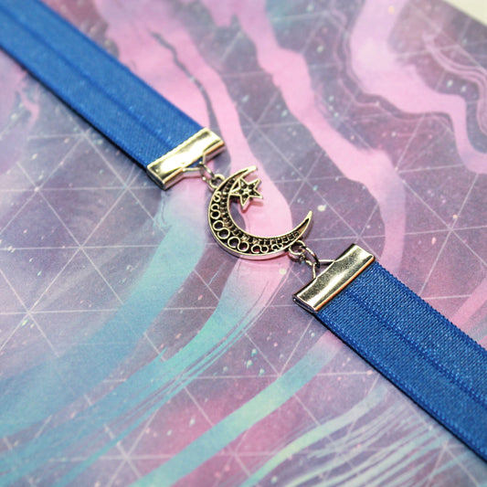 Handmade Elastic Journal Band-BLUE CRESCENT