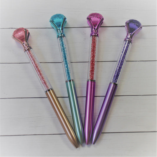 Crystal Gem Ink Pen with Glitter